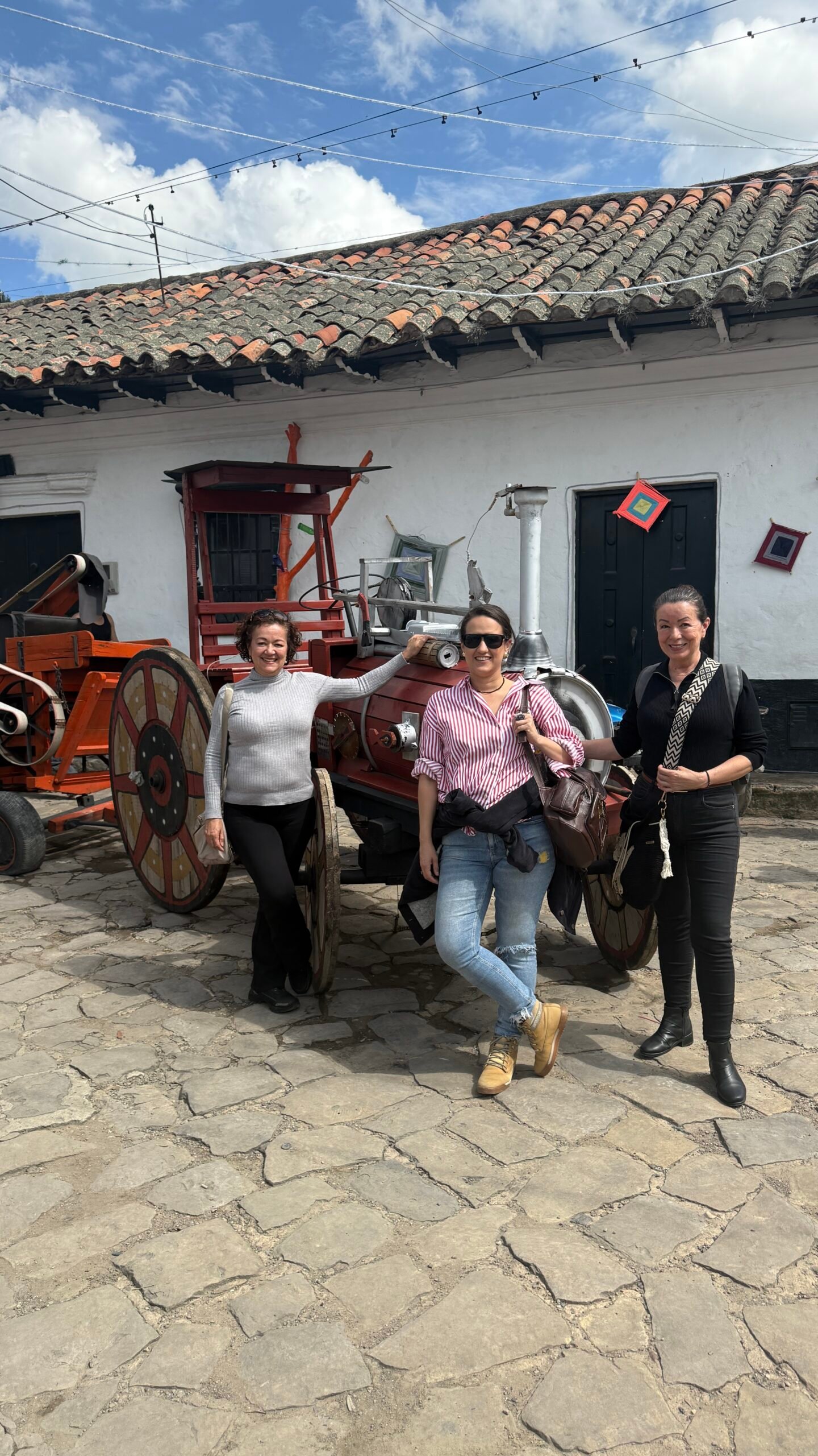 Family in a colonial town of colombia
