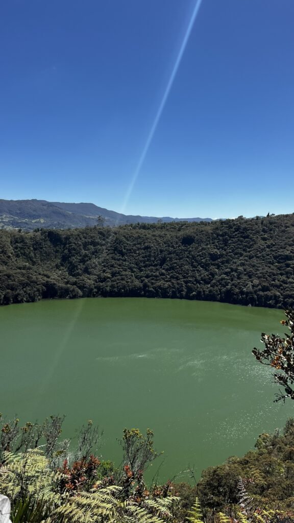 Guatavita lake in the andean region. Lake in the top of the mountain