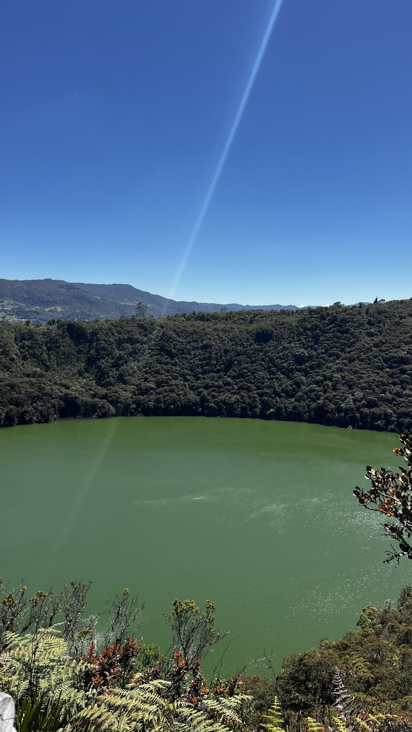 Guatavita lake in the andean region. Lake in the top of the mountain